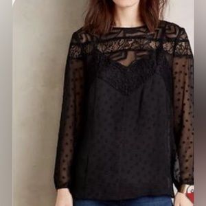 Anthropologie HD in Paris - With tags, never worn black lacy sheer lined top